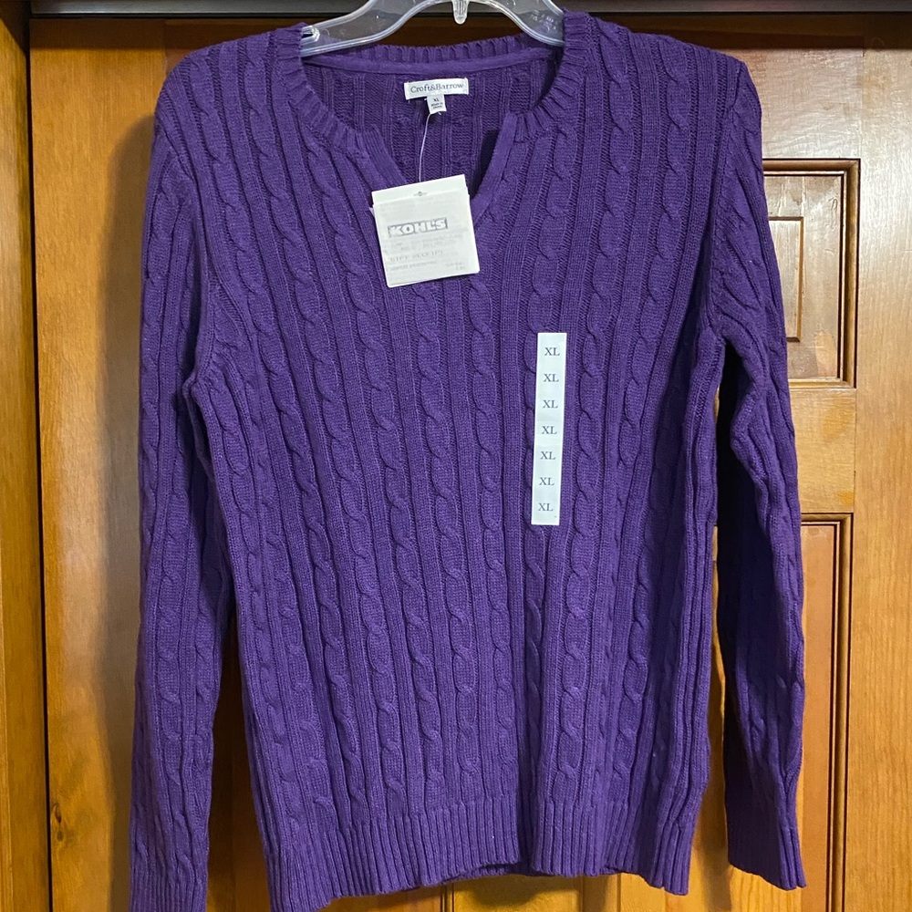 NWT Purple Cable Knit Sweater